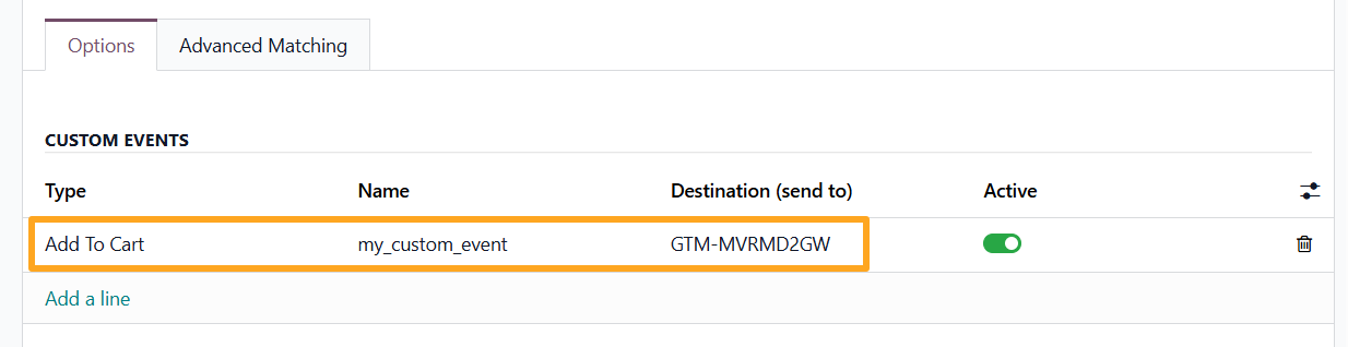 odoo google tag manager tracking service options custom event