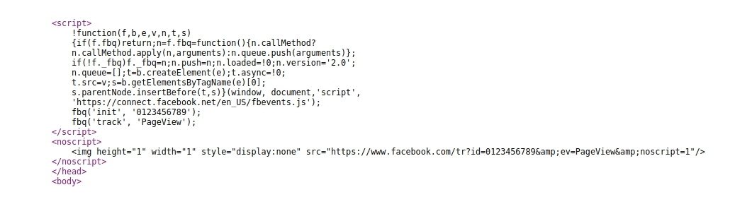 Odoo 12.0 Facebook Pixel script