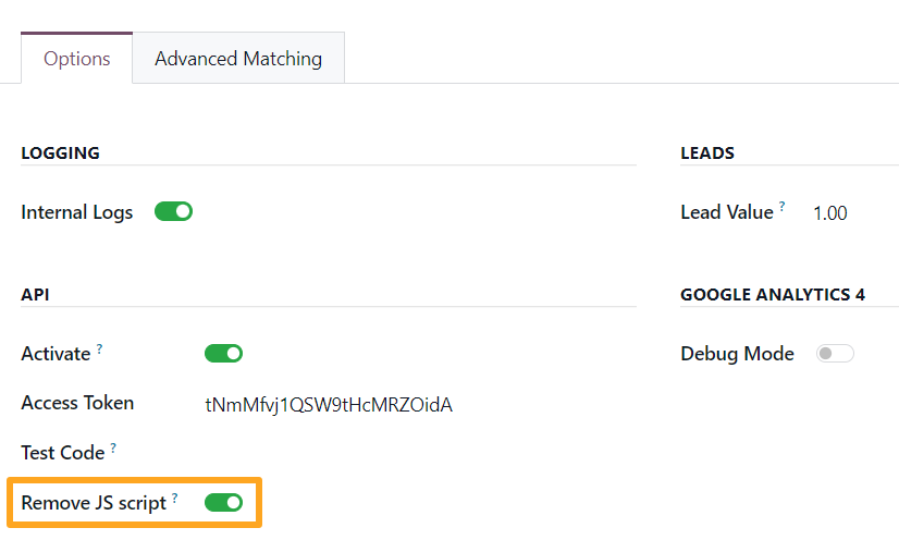 ga measurement protocol tracking service options remove js script