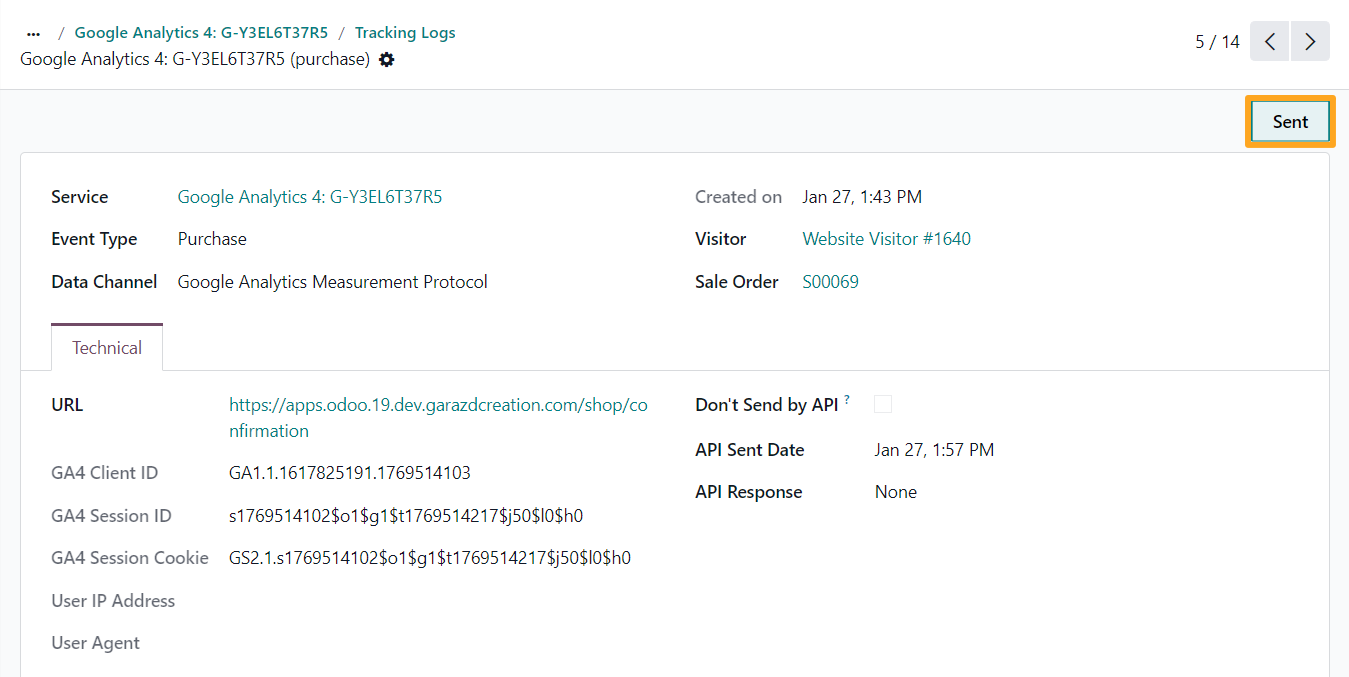 ga measurement protocol tracking log sent