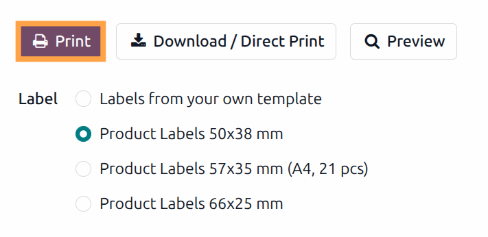odoo label direct print