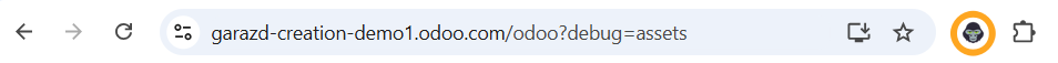 odoo debug google chrome розширення режим розробника з асетами