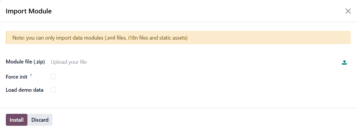 odoo apps import module wizard