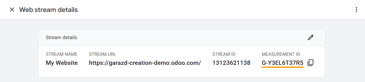 google analytics 4 web stream details measurement id