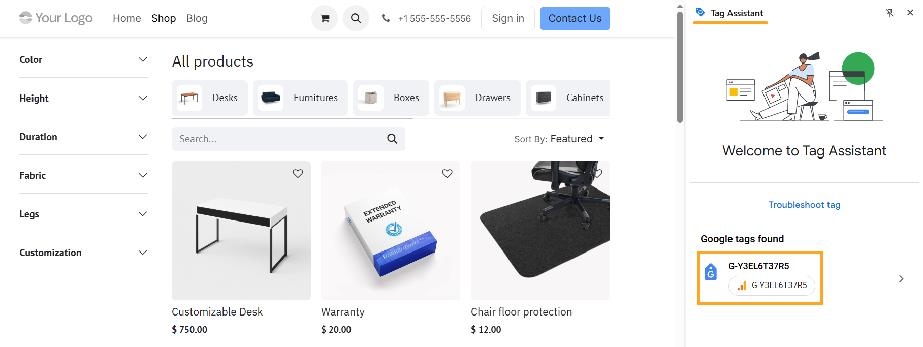 odoo online website tag assistant google analytics