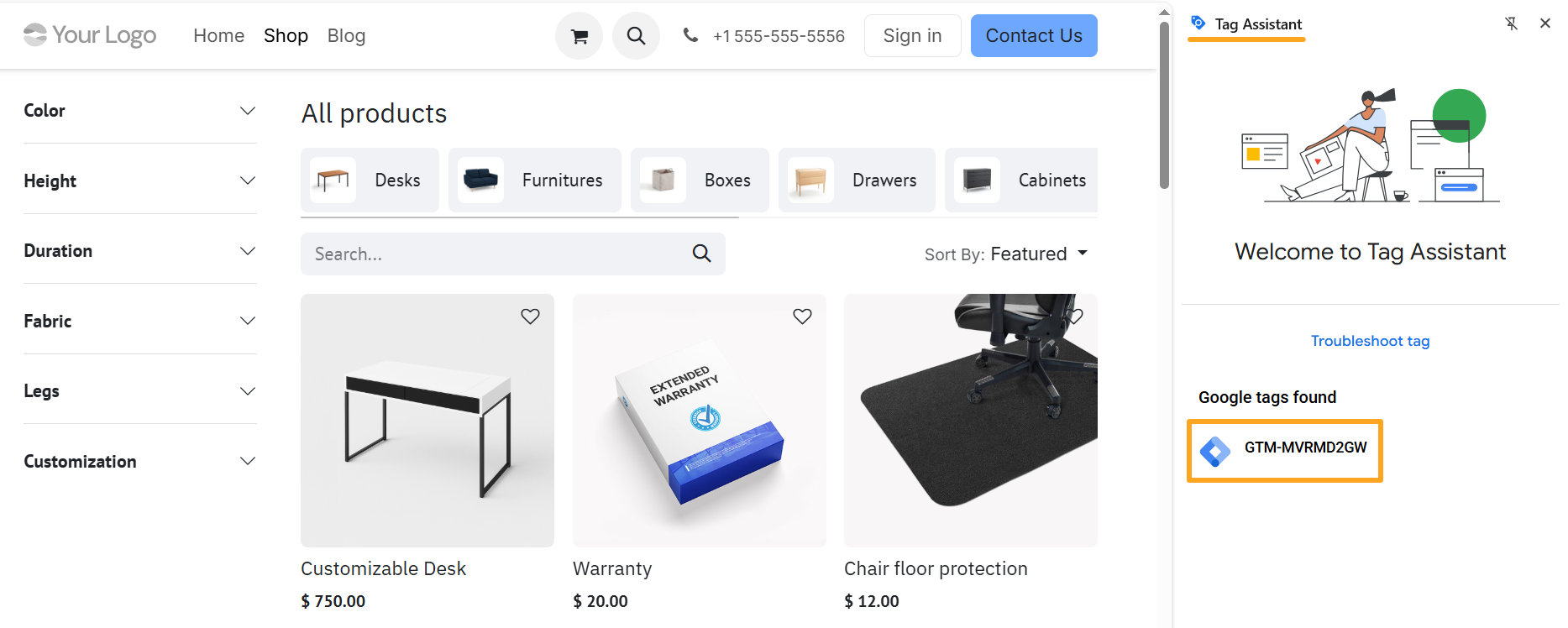odoo online website google tag assistant gtm browser extension