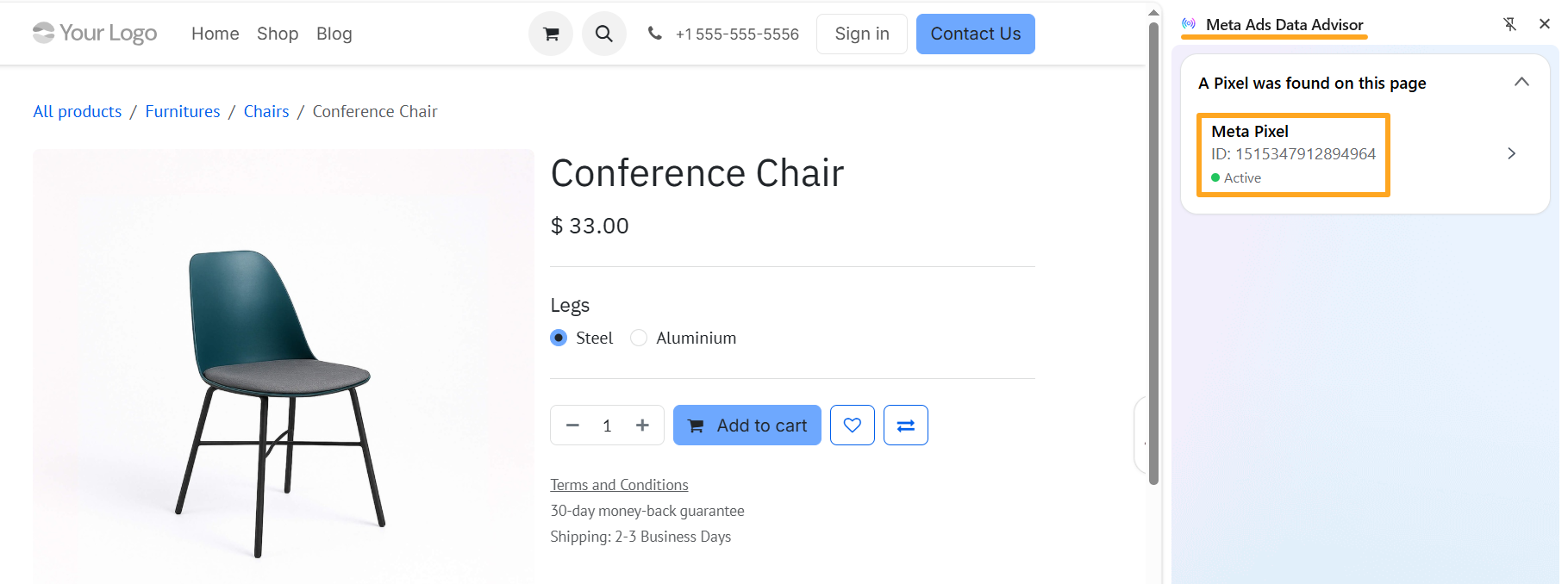 odoo online website meta pixel tracking browser extension