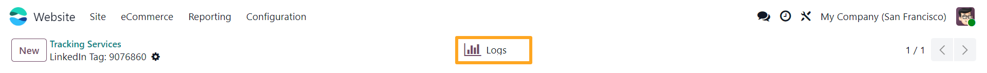 odoo linkedin tracking service logs button