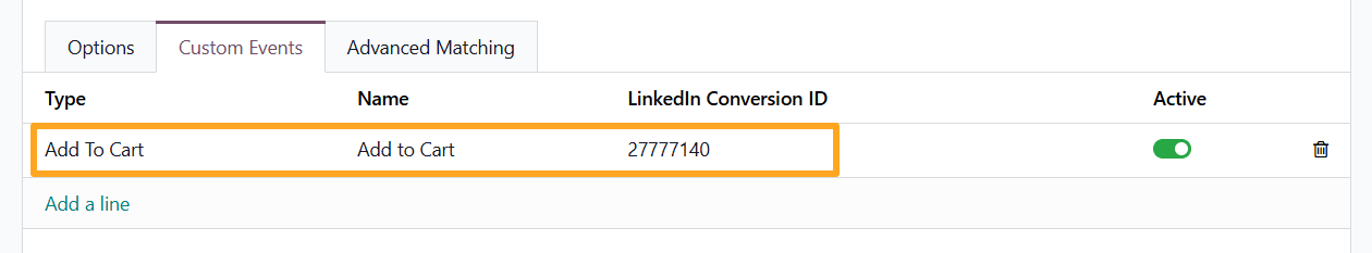 odoo linkedin insight tag tracking service custom events