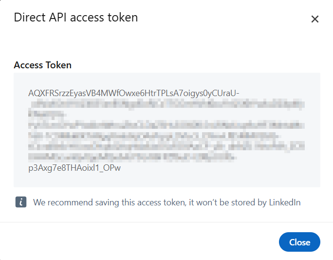 linkedin ads campaign manager direct api access token