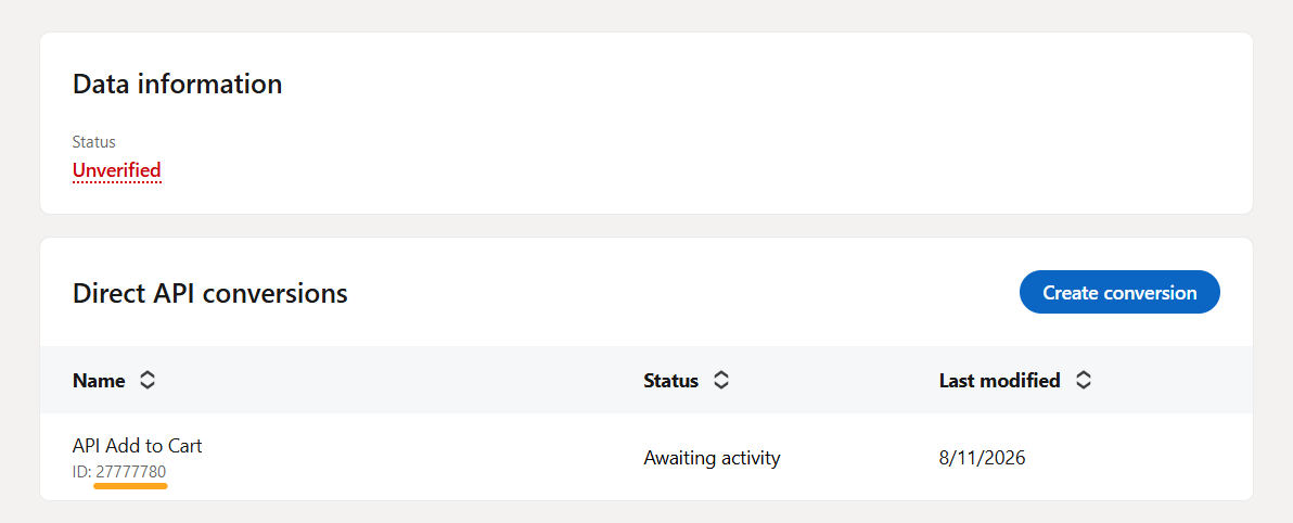 linkedin ads campaign manager direct api conversion id