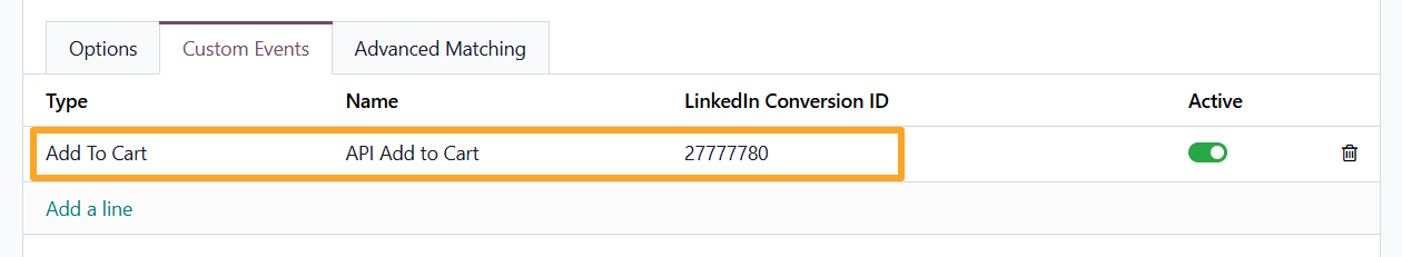 odoo linkedin conversions api tracking service custom events
