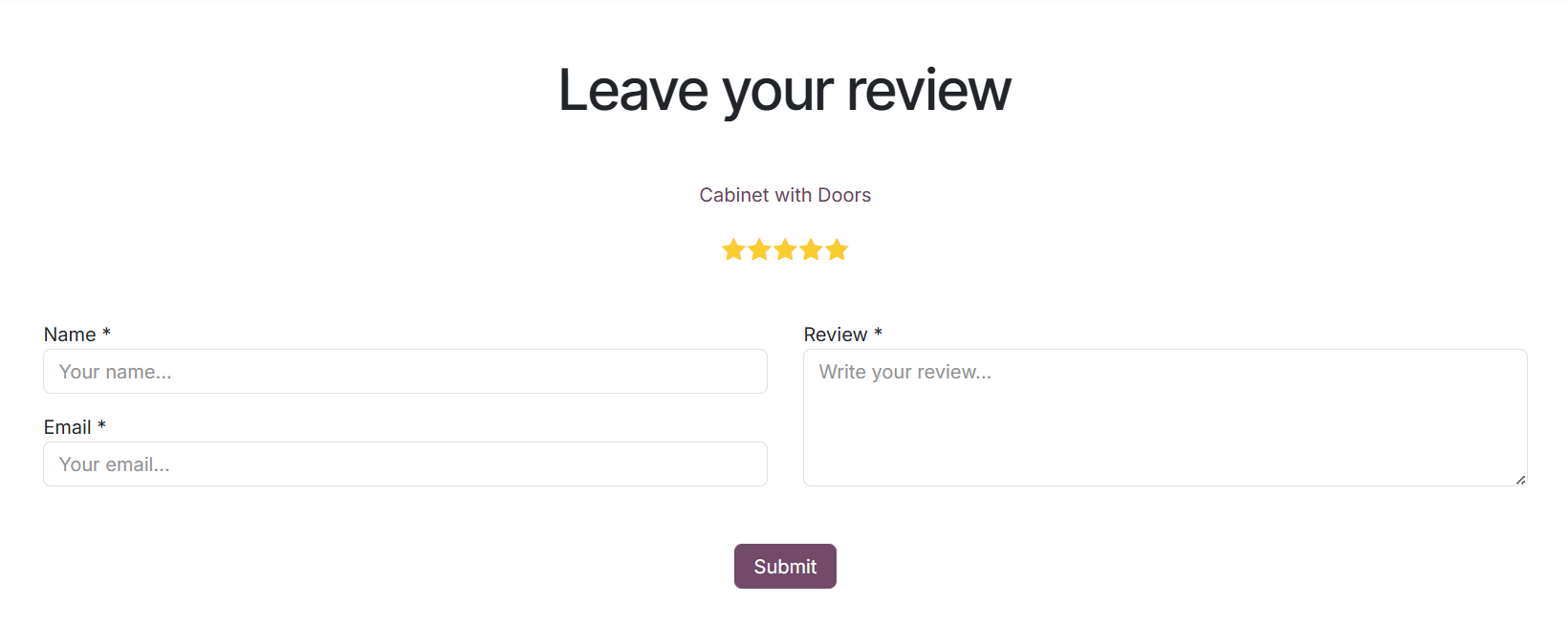 odoo product quick review rating form