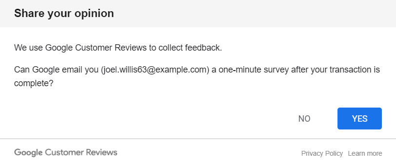 google customer review share your opinion dialog odoo