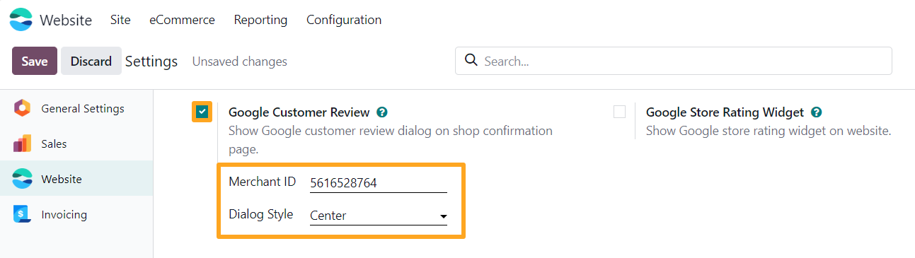 odoo website settings google customer review merchant id dialog style
