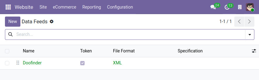 odoo website ecommerce product data feeds doofinder