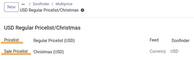 odoo doofinder multiprice pricelist settings