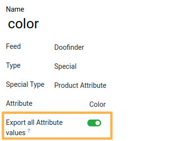 odoo doofinder feed color column export all categories enabled