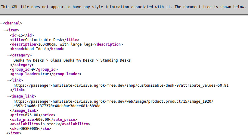 odoo doofinder feed xml preview