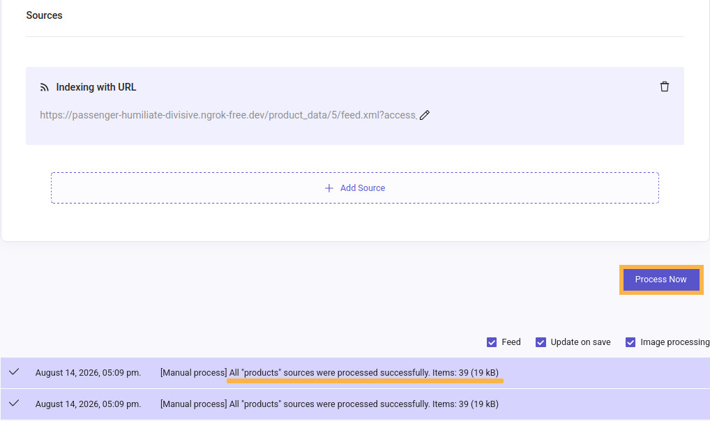 doofinder sources add source odoo product feed url