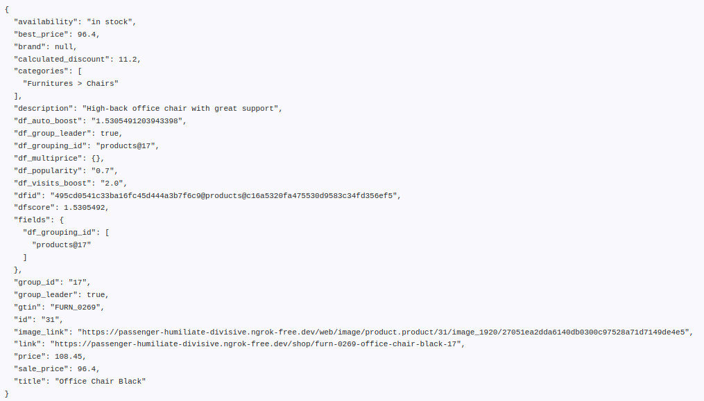 doofinder odoo product feed preview fields