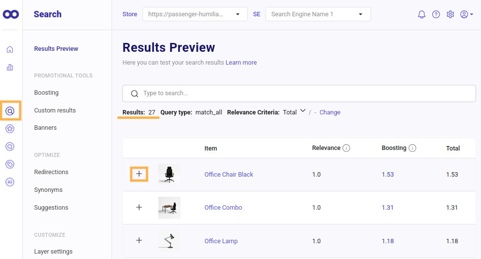 doofinder search result preview odoo products