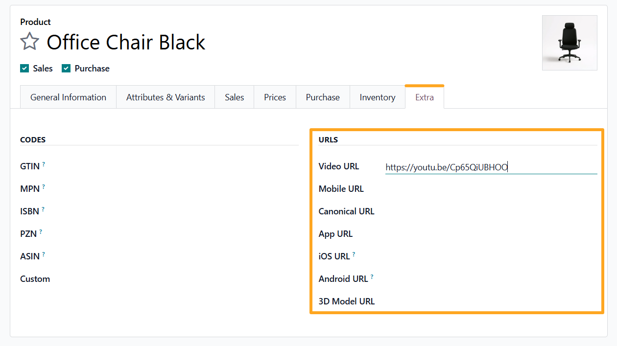 odoo product extra urls