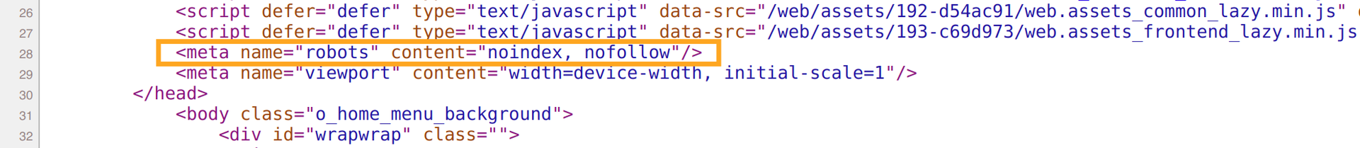 odoo website noindex nofollow