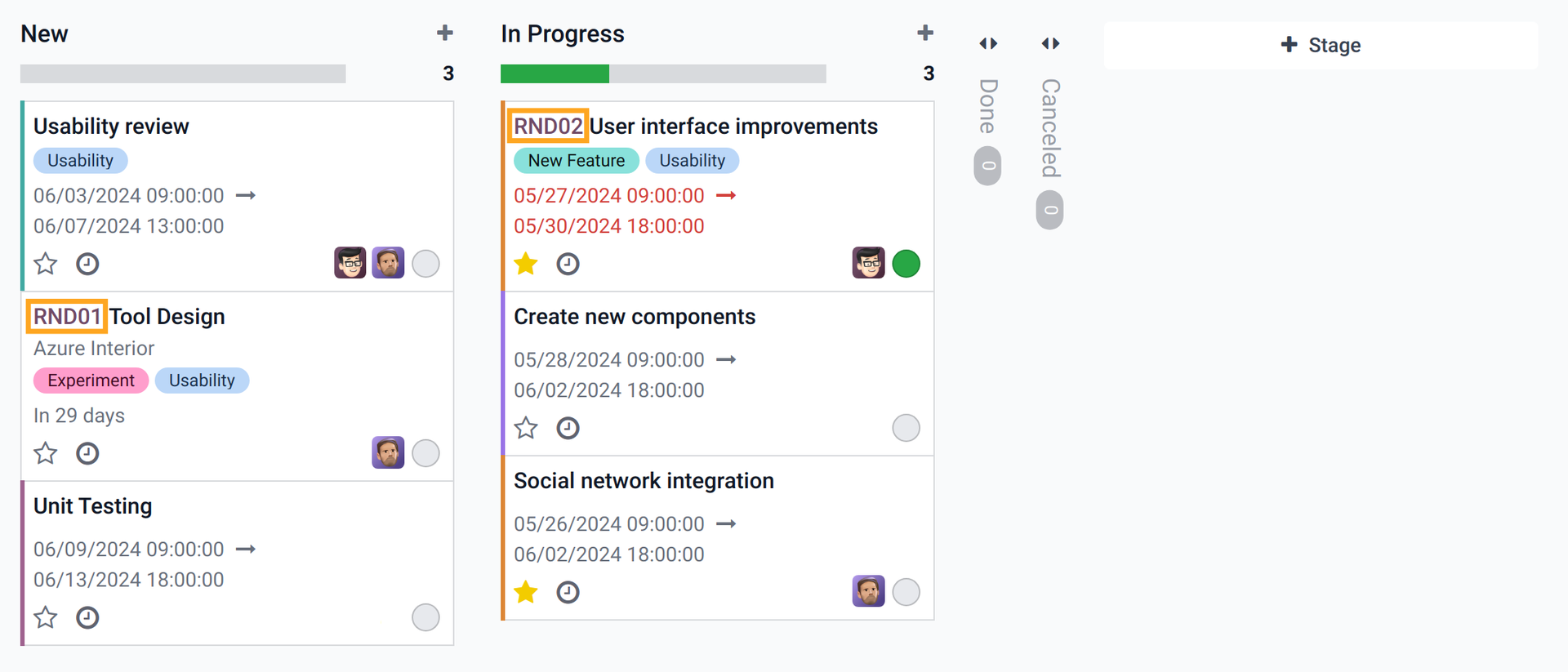 odoo проєкт проект канбан коди завдань