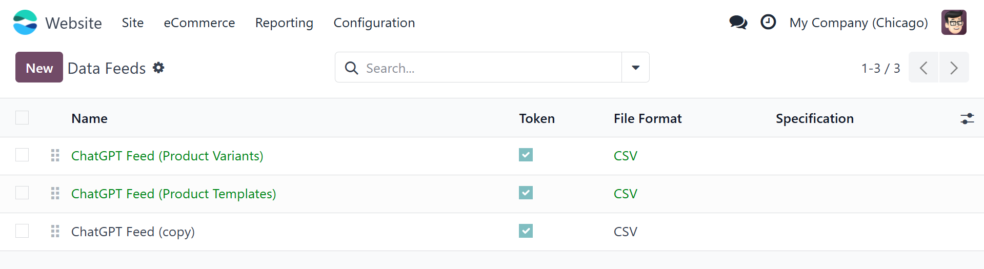 odoo chatgpt website ecommerce product data feeds list