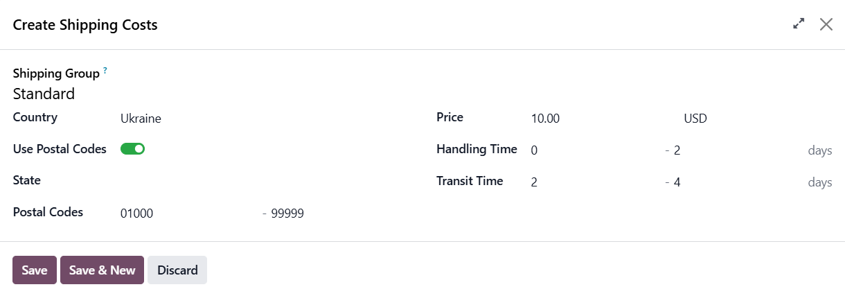 odoo product create shipping costs