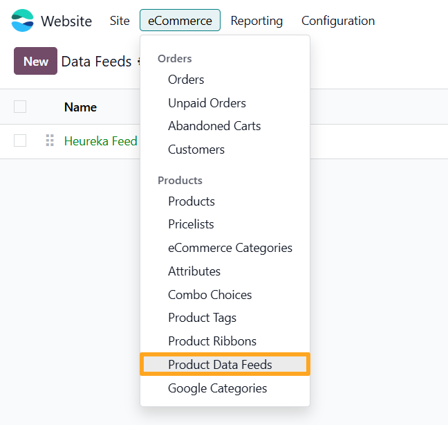odoo website ecommerce product data feeds heureka
