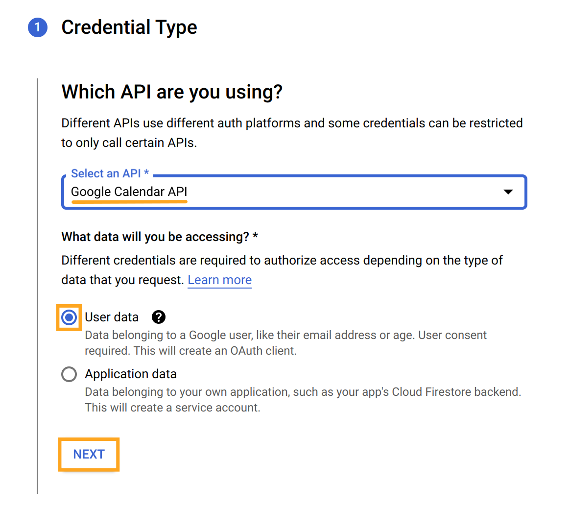Google API credentials