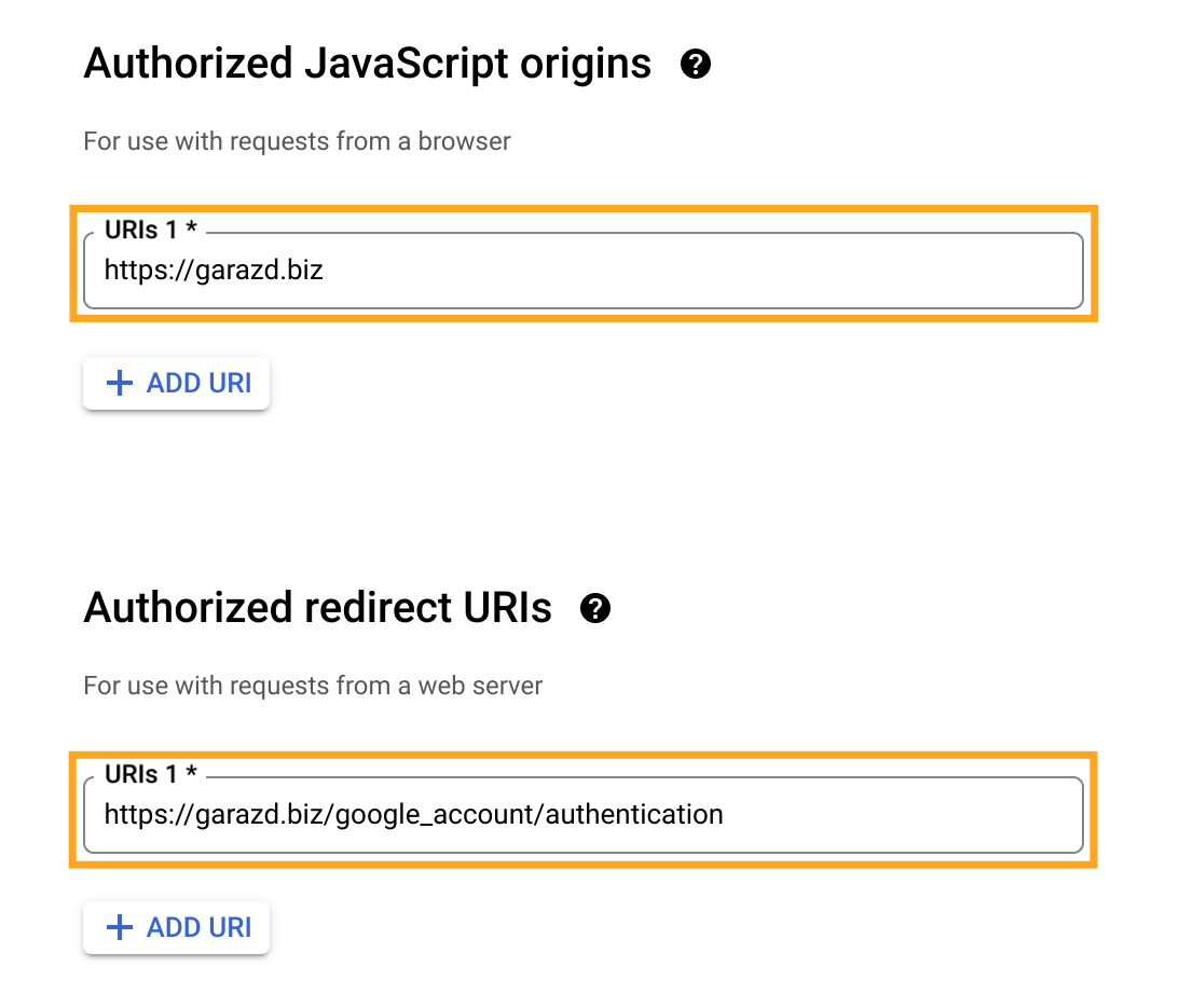 Google API credentials