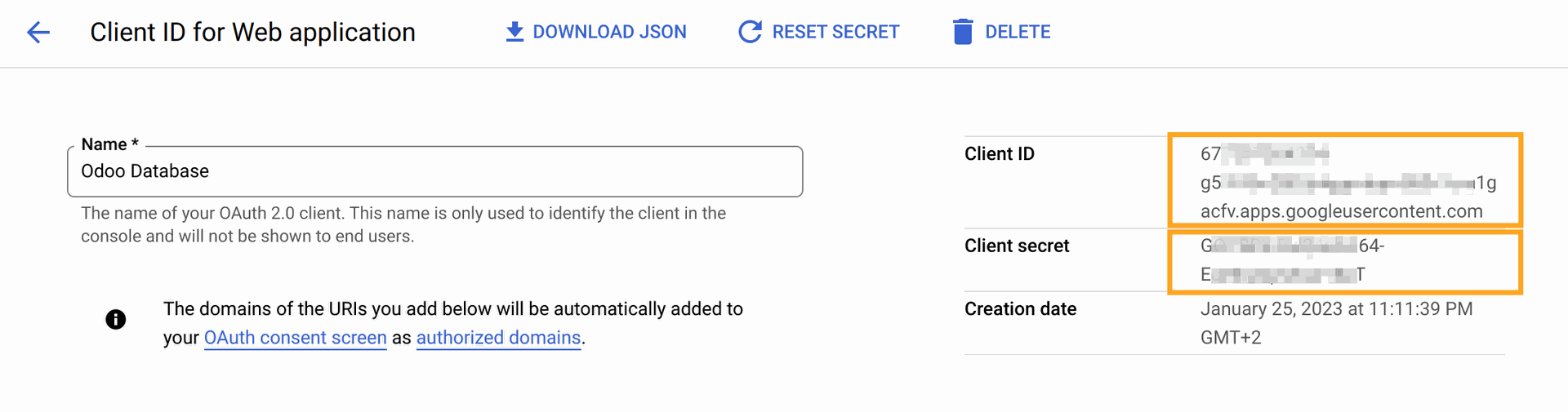 Google API credentials