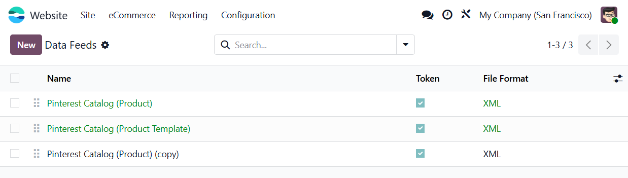 odoo pinterest product data feeds