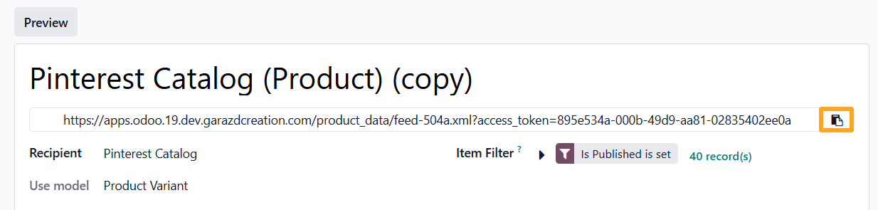 odoo pinterest product data feed url