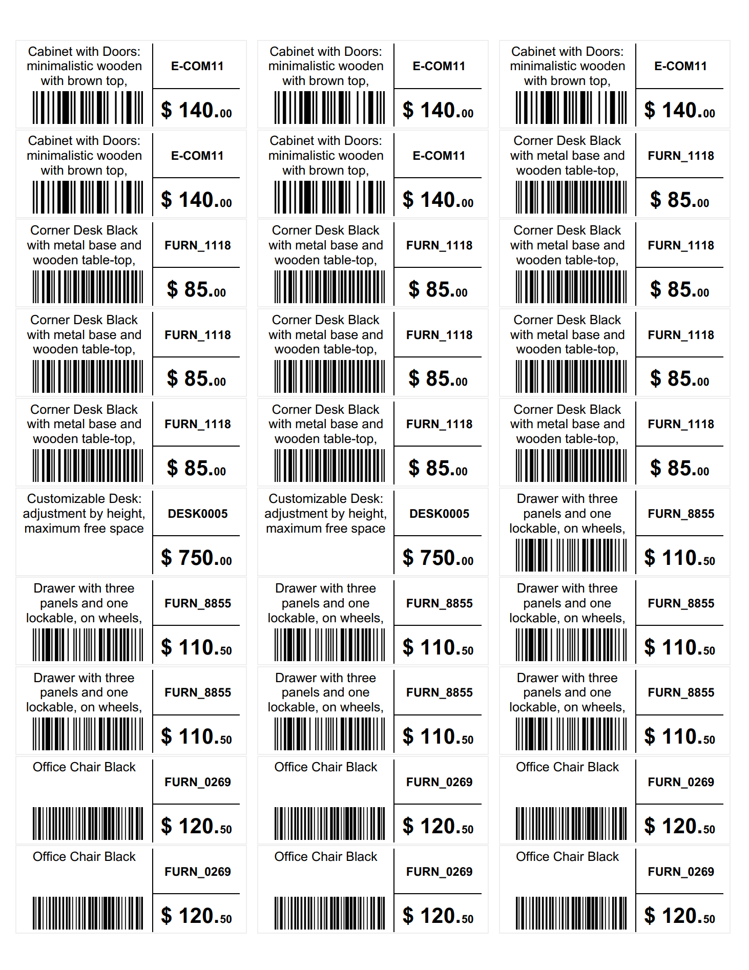 Odoo 15.0 us letter barcode product label 66 x 25 mm