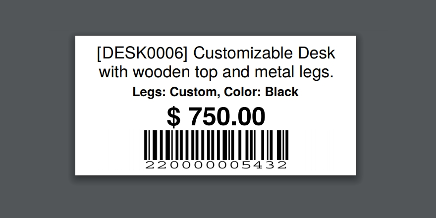 Odoo product barcode label 50 x 25 mm (2 inch x 1 inch) for Odoo 15.0