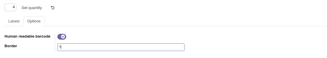 Odoo 14.0 custom product barcode label print wizard options