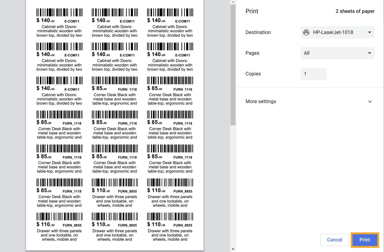 17.0 odoo label printing directly