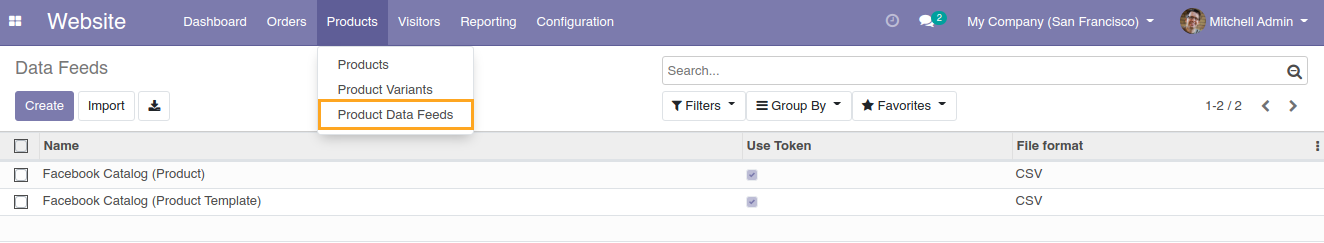 Odoo 16.0 Facebook Catalog Product Data Feed configuration