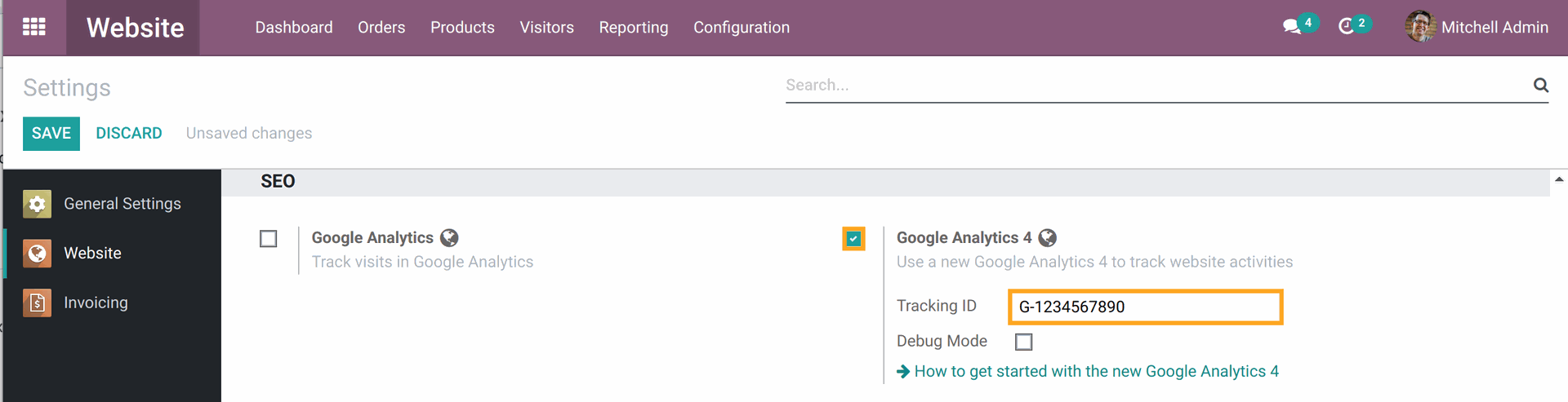 Odoo 17.0 Google Analytics 4 Global Site Tag (gtag.js) configuration