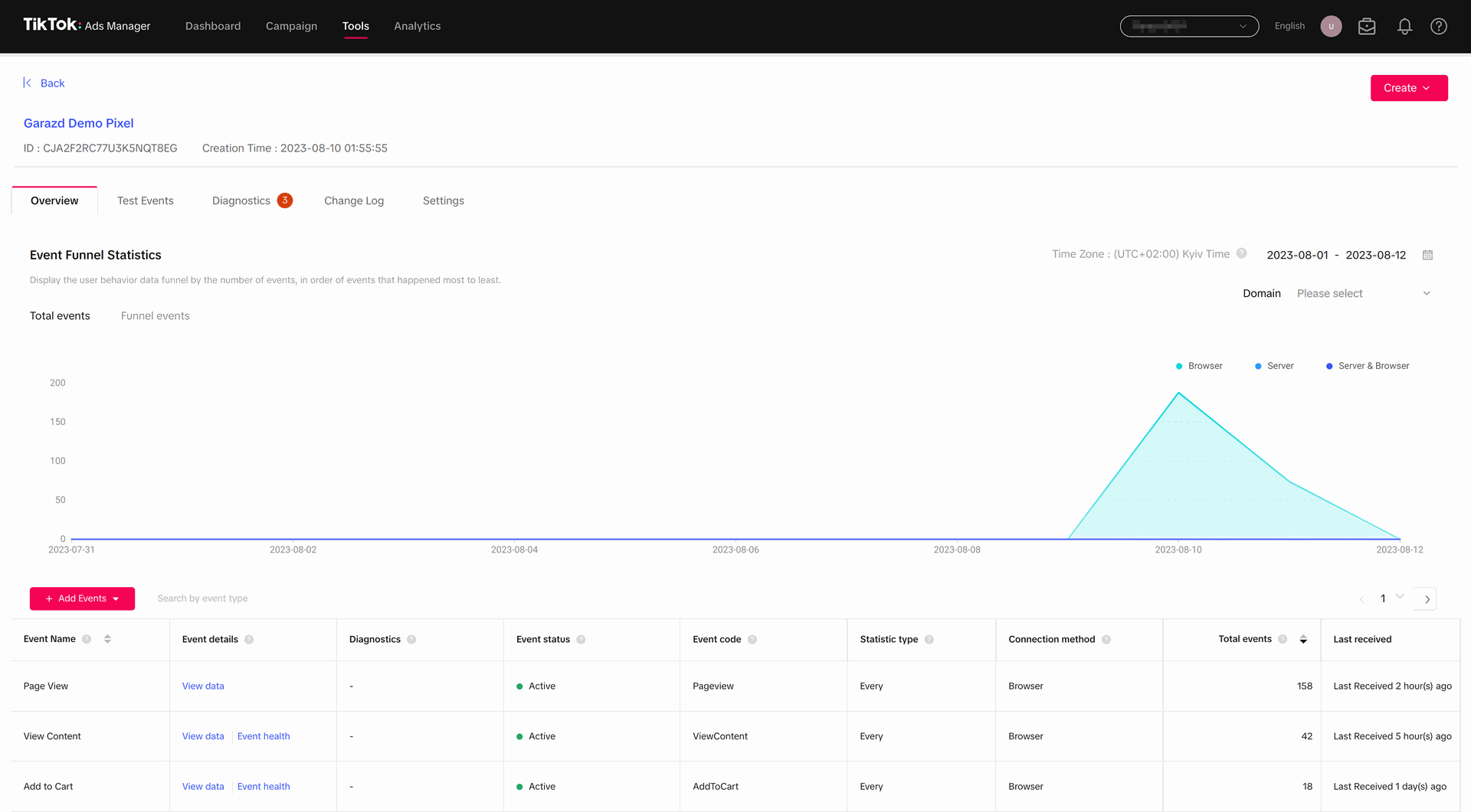 Odoo TikTok Pixel Events Manager monitoring for 16.0