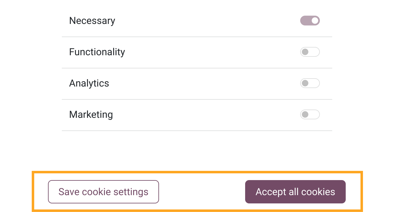 Customized Cookie Banner Buttons in Odoo 17.0